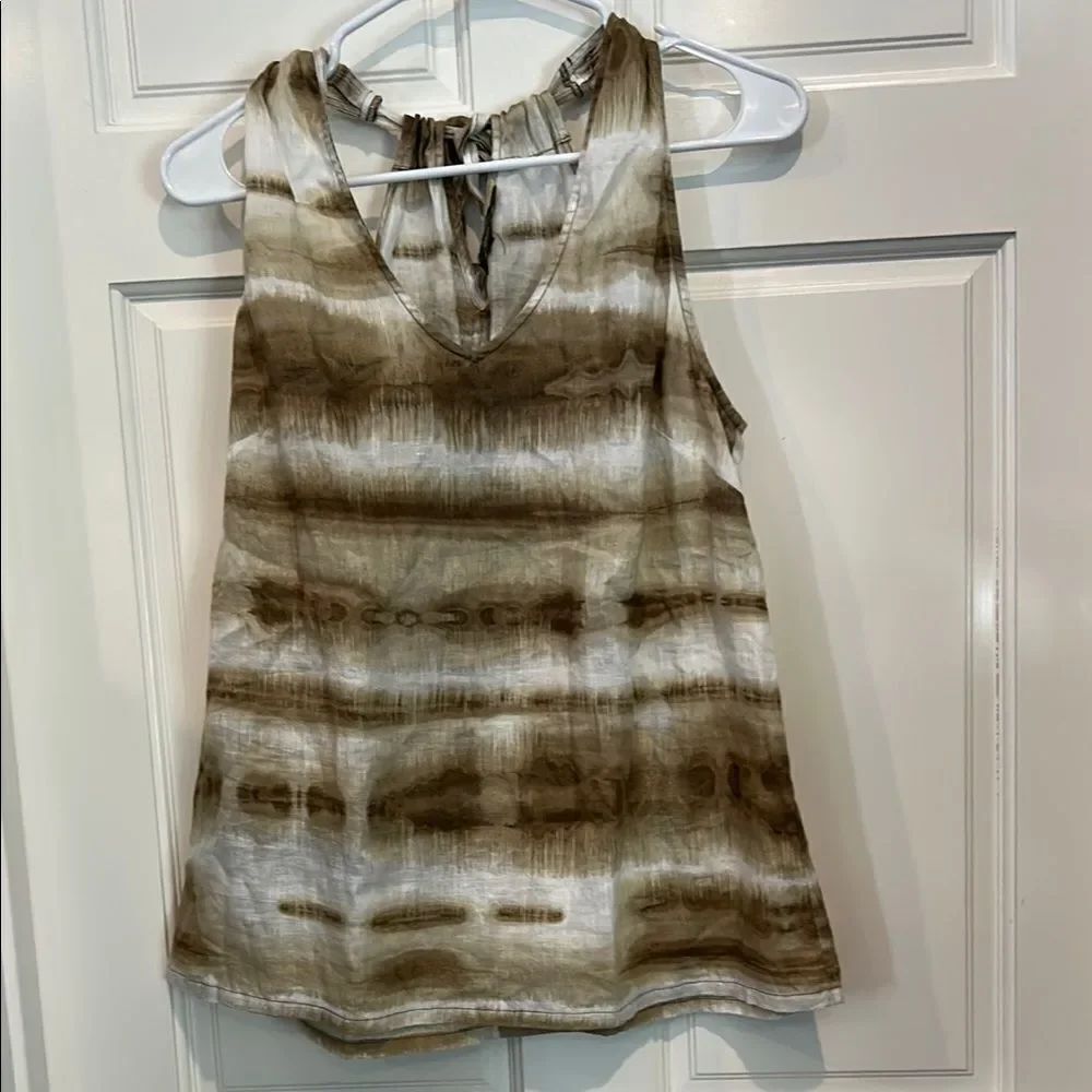 Tommy Bahama brown and white tie-dye 100% linen top size medium